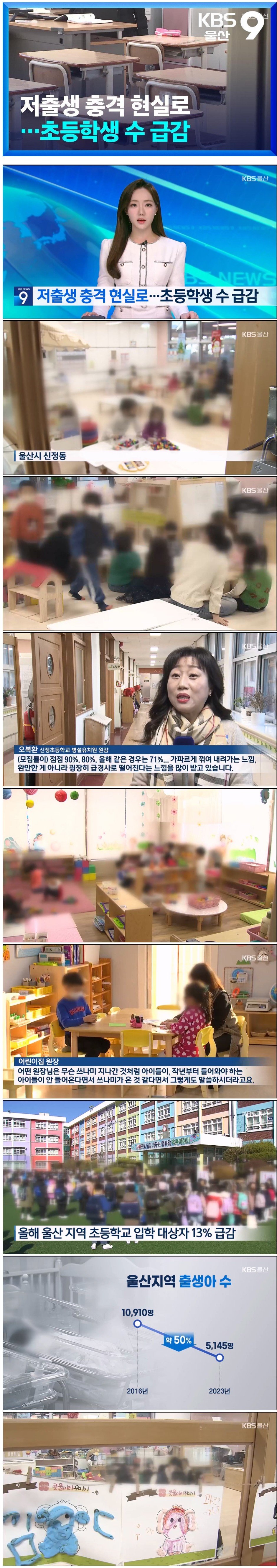 울산 '저출산' 충격 현실로..초등학생 수 급감