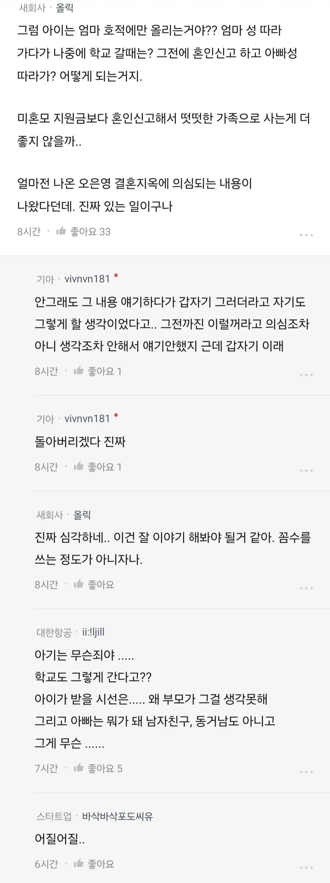 와이프가 애낳아도 혼인신고 하지말자고함.blind
