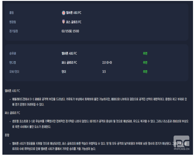 2025년2월15일 멜버른시티 퍼스글로리 해외스포츠 분석 및 중계 올스티비