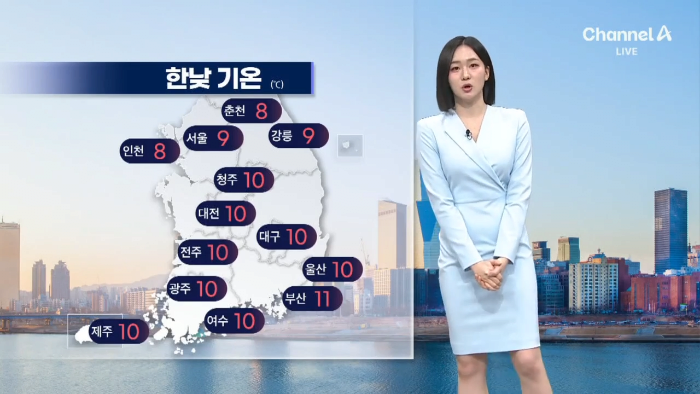 휴일 찬 바람에 꽃샘추  동쪽 여전히 건조