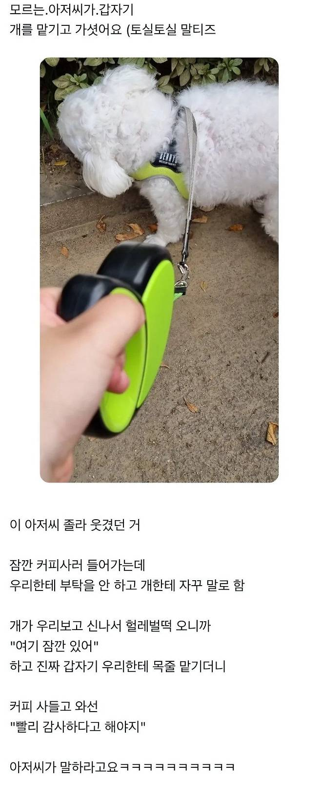 모르는 아저씨가 개 맡기고감