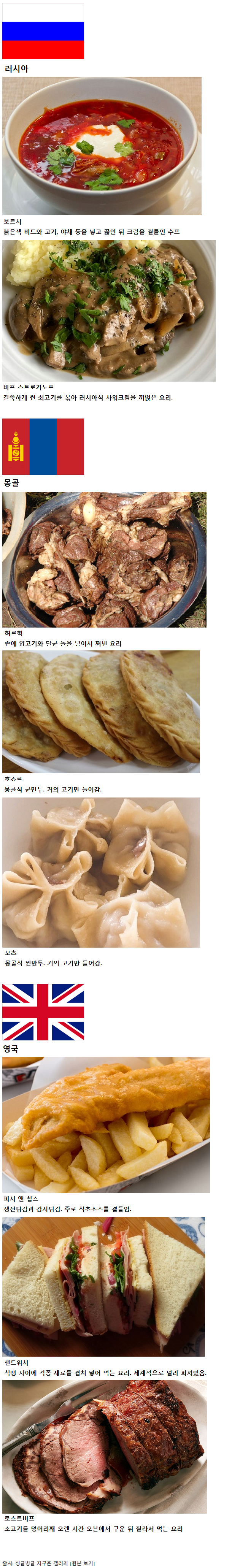 세계 각국의 대표요리