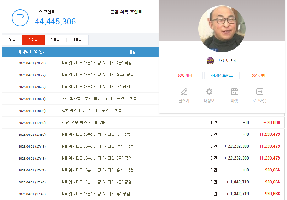 네임드 1번 노졷깃 실태