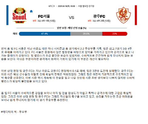 2025년 04월 19일 서울 광주 국내스포츠 중계 및 분석 올스티비
