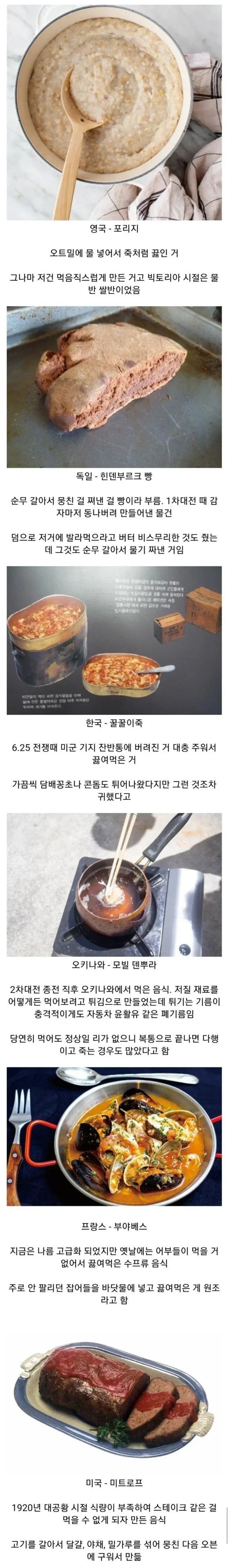 나라별 가난을 상징하는 음식