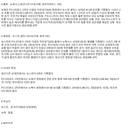 2025년 05월 11일 뉴욕 보스턴 NBA 분석 및 중계 올스티비