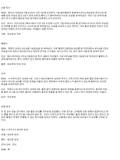 2025년 05월 06일 워싱턴 클리블랜드 해외야구 중계 및 분석 올스티비