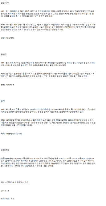 2025년 05월 04일 마이애미 애슬레틱스 해외야구 분석 및 중계 올스티비