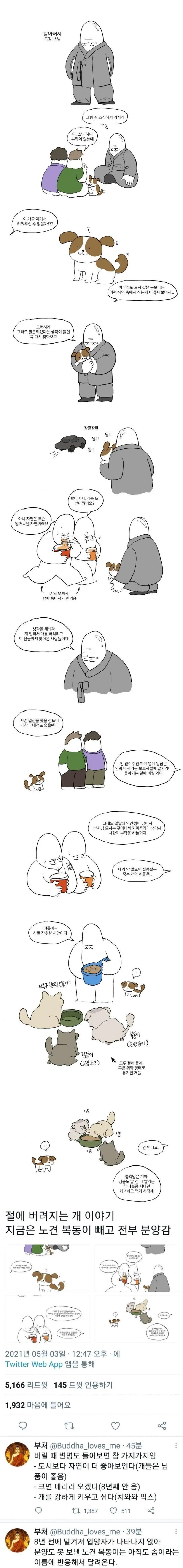 절에 버려지는 개 이야기
