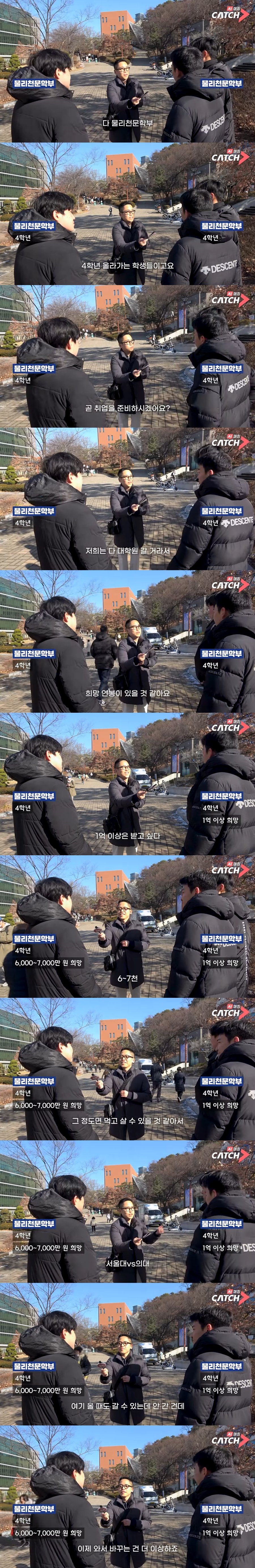 서울대 물리천문학부 학생에게 의대 갈 수 있으면 갈거냐고 물어보았다