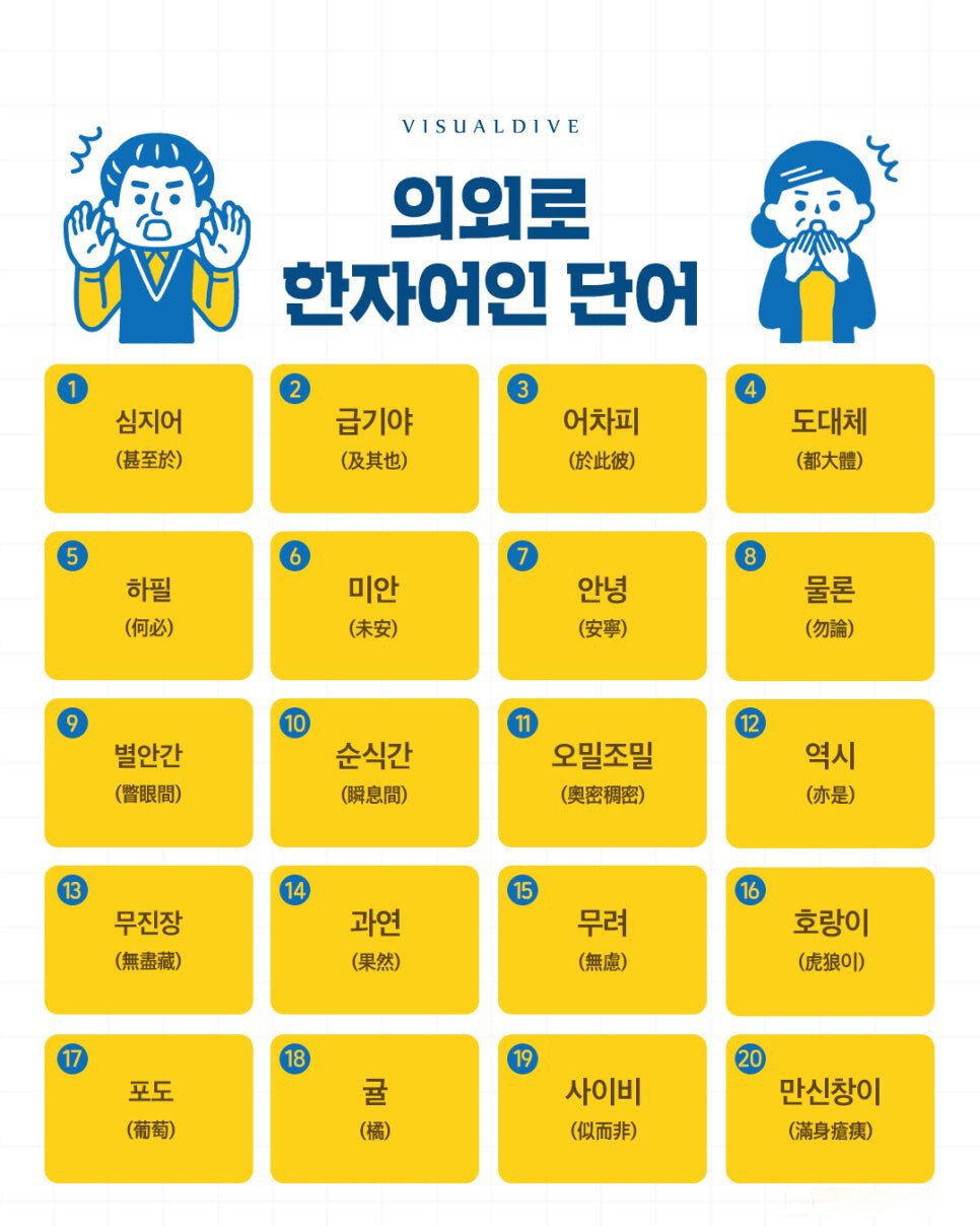 의외로 한자어인 단어들