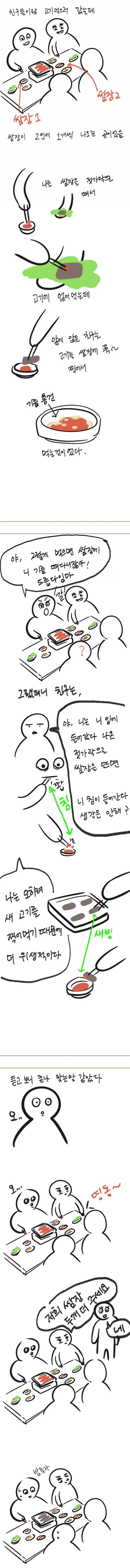 고기 먹을 때 쌈장 스타일 논쟁