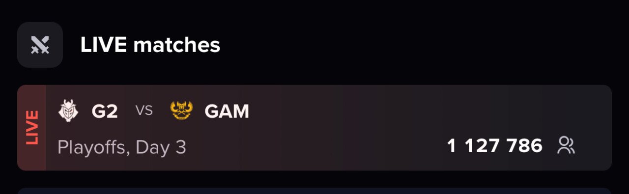 G2 vs GAM 뷰어십 112만 ㄷㄷ