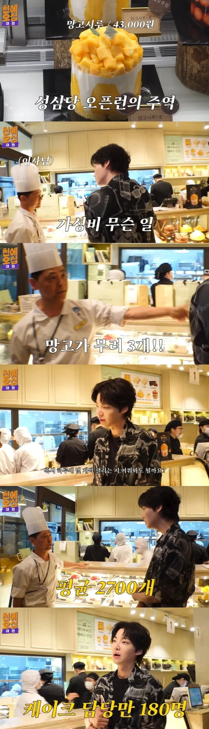 성심당에서 하루에 판매되는 망고시루의 수량