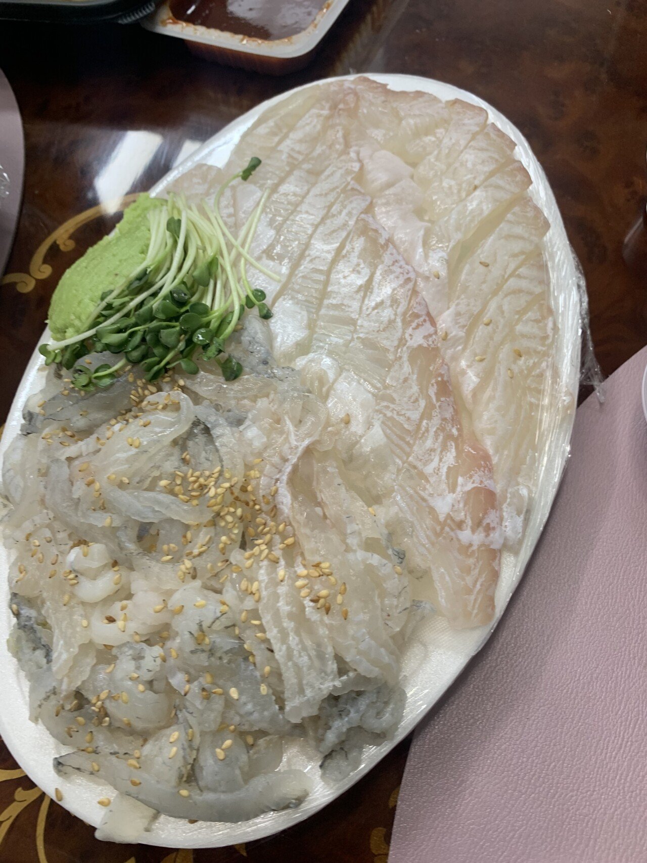 물회. 도다리세꼬시. 광어. 멍개