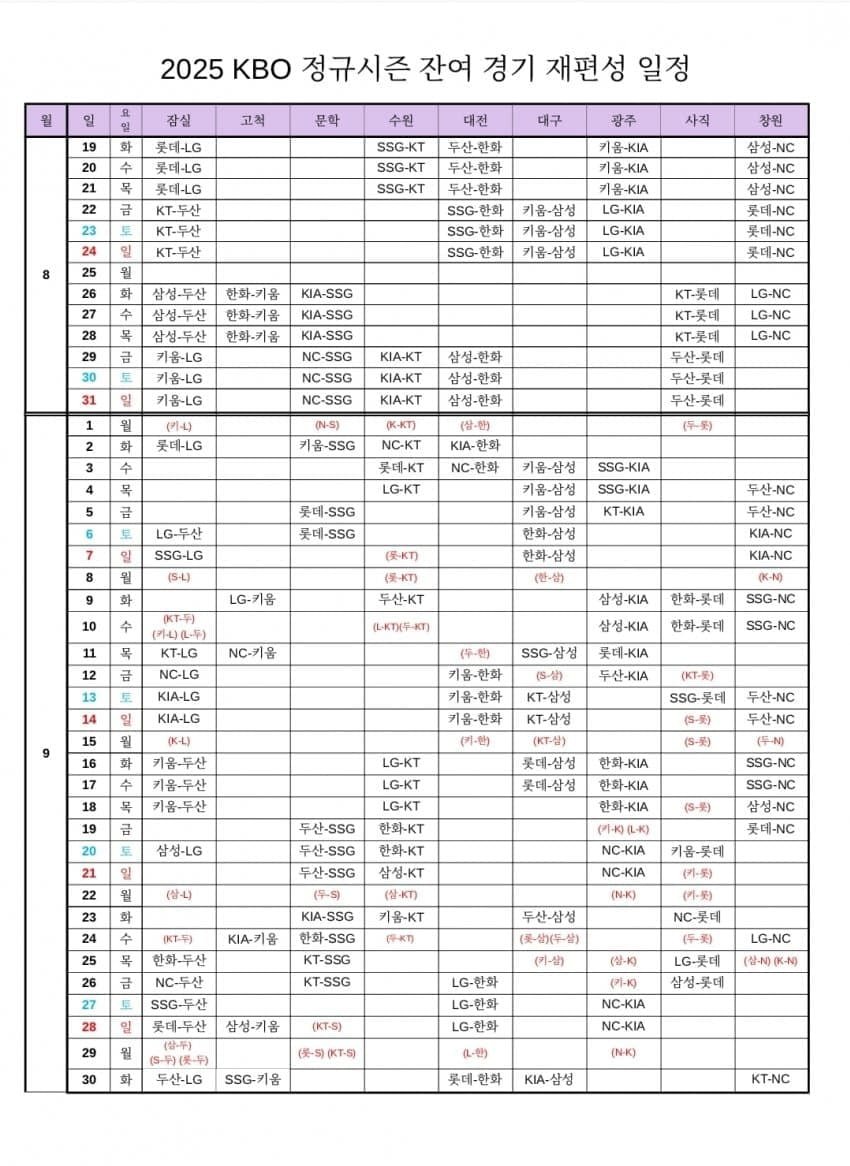 프로야구 우취 추가 일정 공개