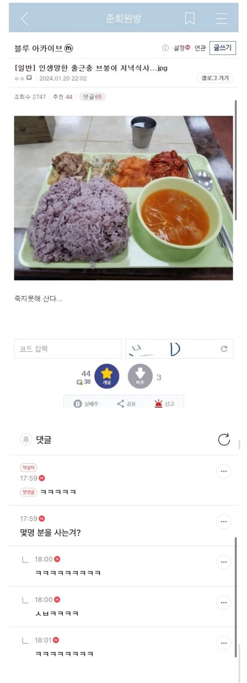 인생 내려놓은 디씨인의 한 끼