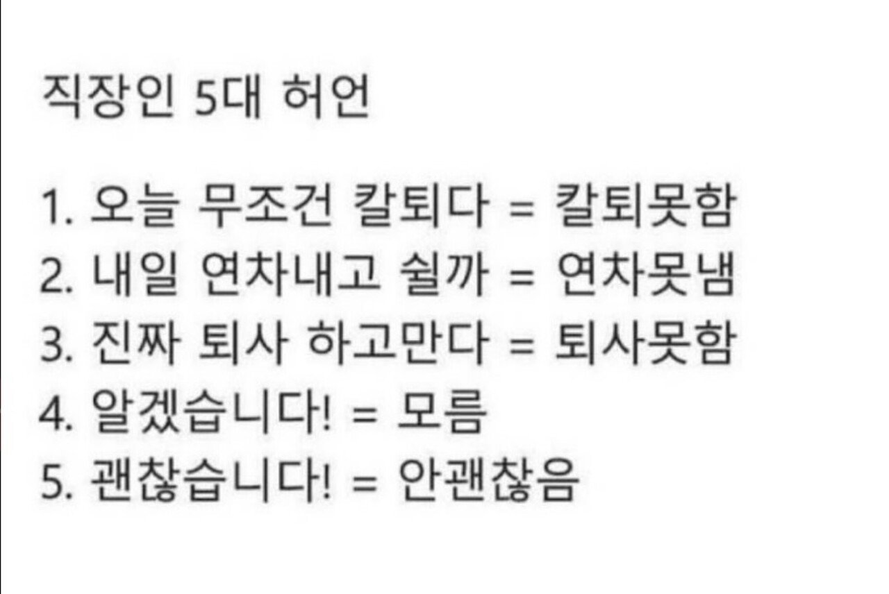 직장인 5대 허언