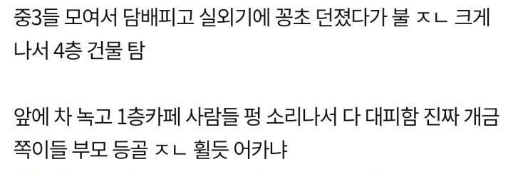 담배피던 중딩들 대참사 레전드