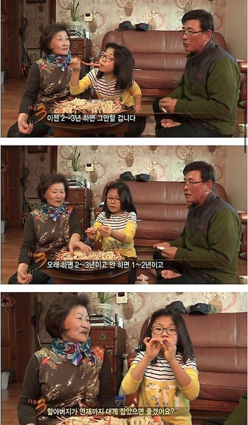 할아버지를 위해 대게는 안 먹어도 된다는 손녀