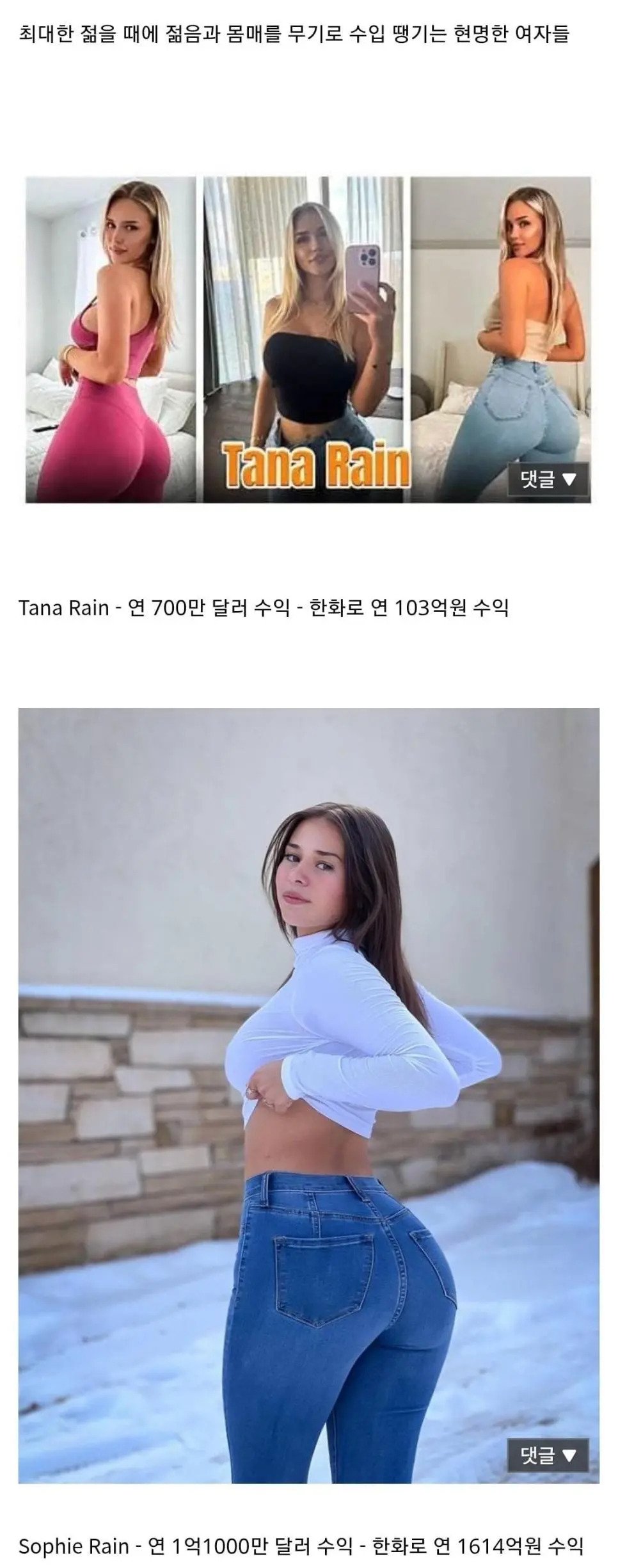 온팬으로 연간 1614억 벌어들이는 여자 ㄷㄷ