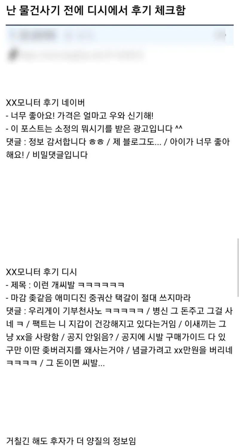 물건 사기 전 디시에서 후기 체크 하는 사람