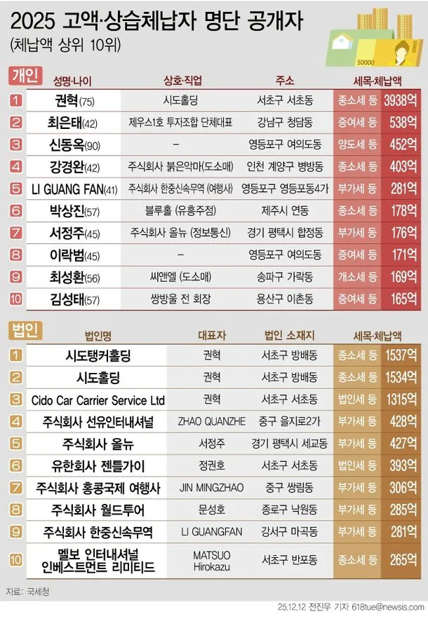 2025 고액체납자 TOP10 / 법인