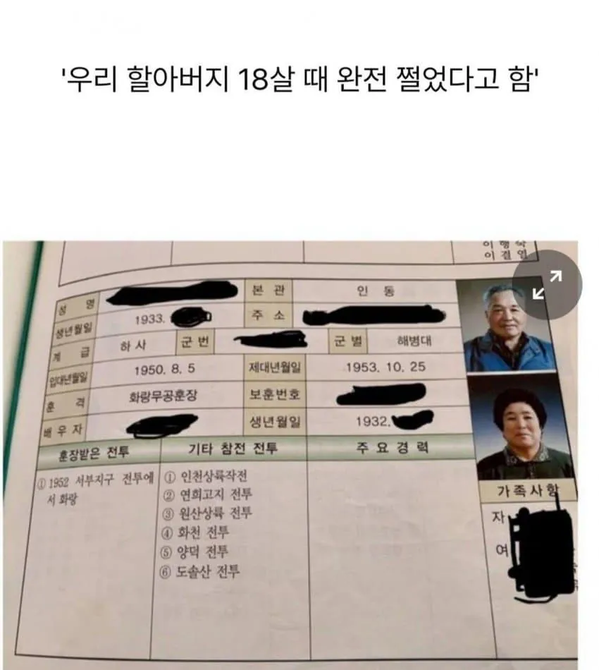 개쩌는 할아버지 18살 시절