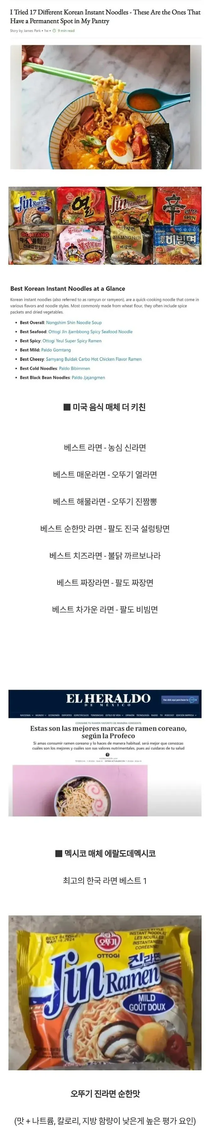 해외에서 꼽은 최고의 한국 라면