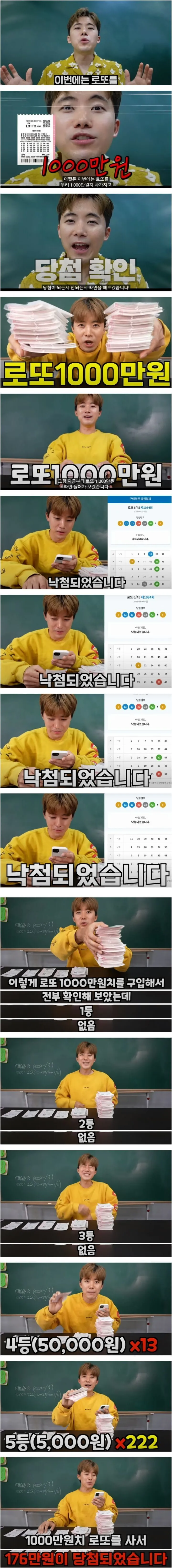 로또 천만원 어치 사봤다는 유투버