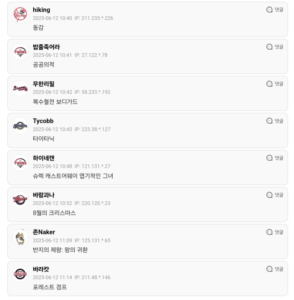 당신이 군 입대한 년도에 개봉한 영화는?