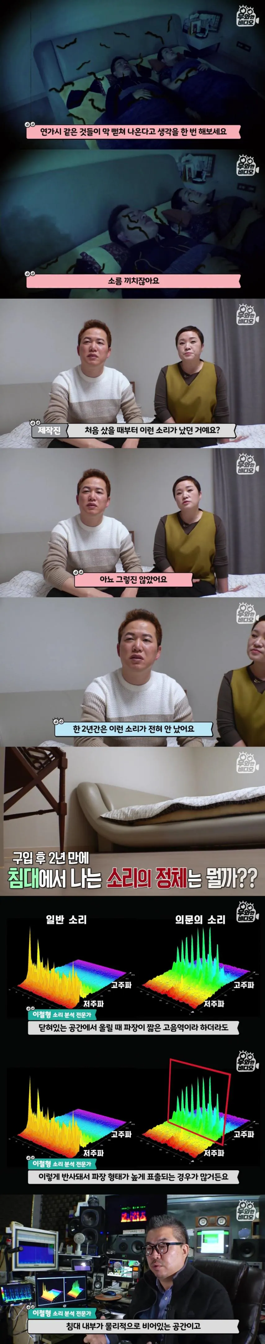 침대에서 이상한 소리가나서 침대를 분해했는데요