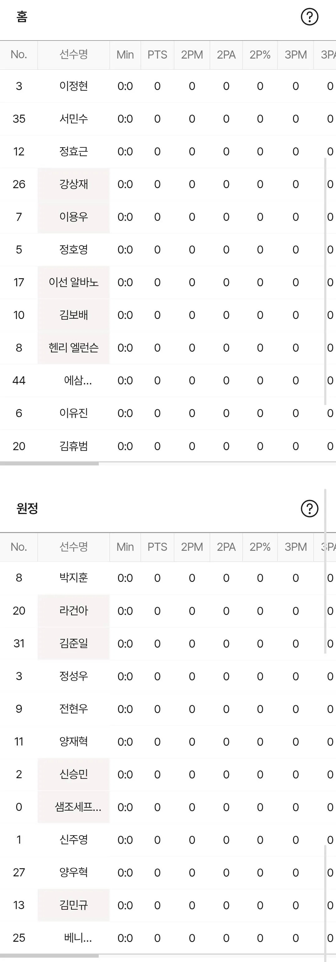 DB 가스공사 라인업