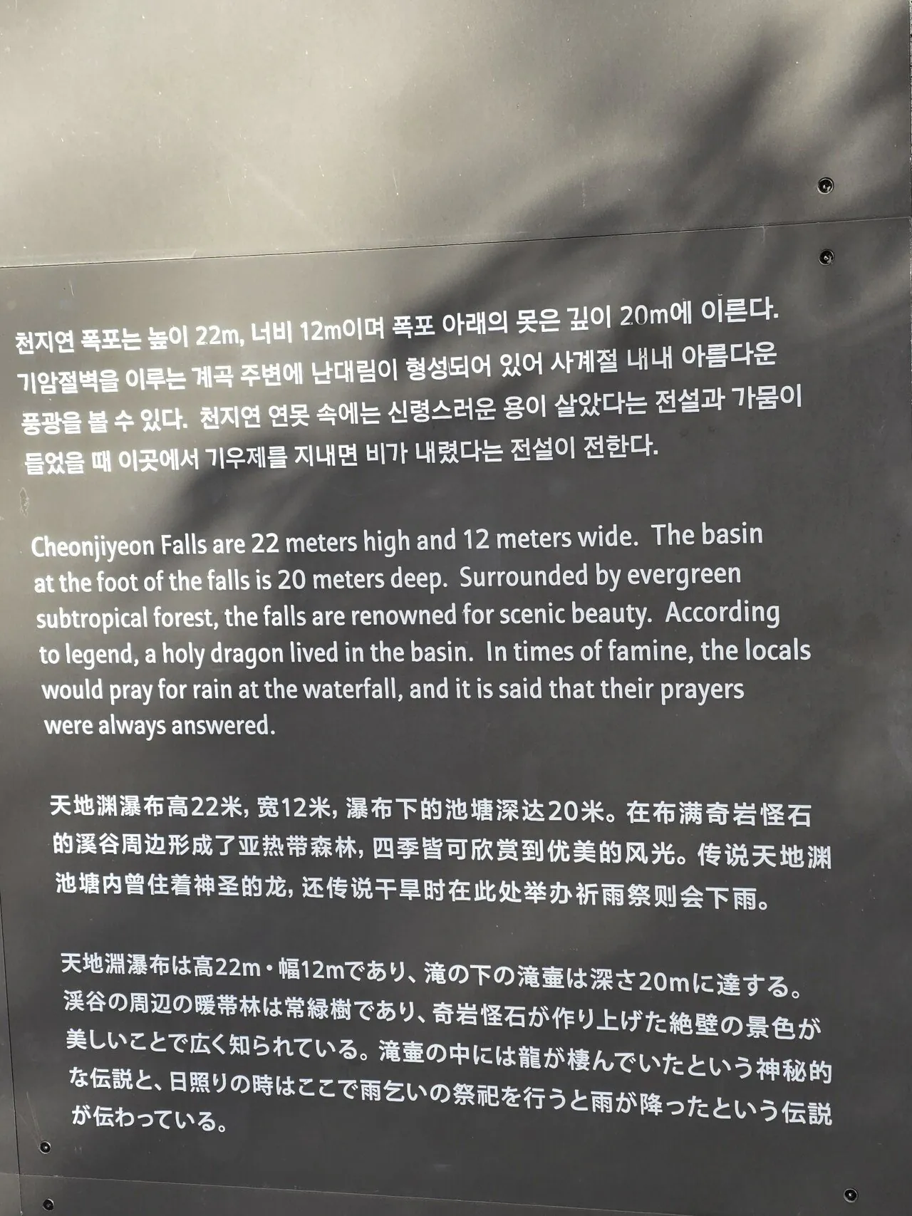 실시간 천지연 폭포