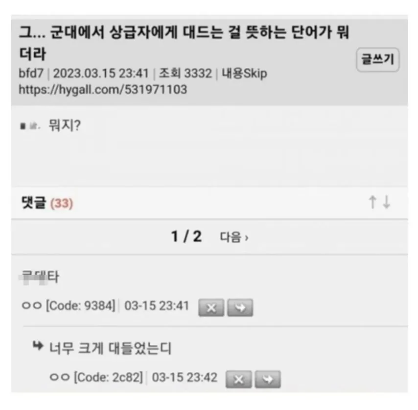 군대에서 상급자에게 대드는걸 뭐라고 하더라?