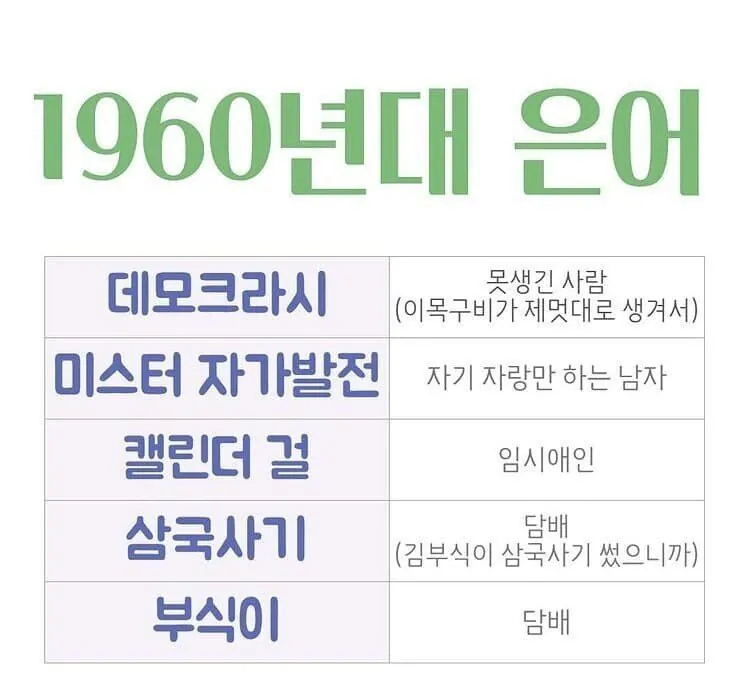 60년대생들이 젊었을때 쓰던 은어