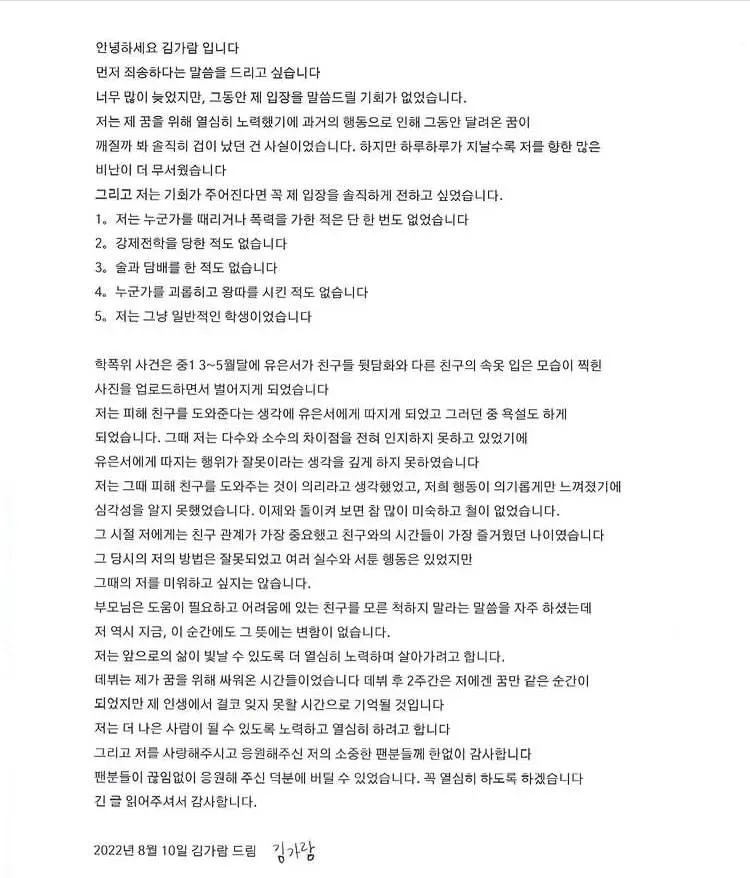 르세라핌 김가람이 썻던걸로 추정되는 지식인글