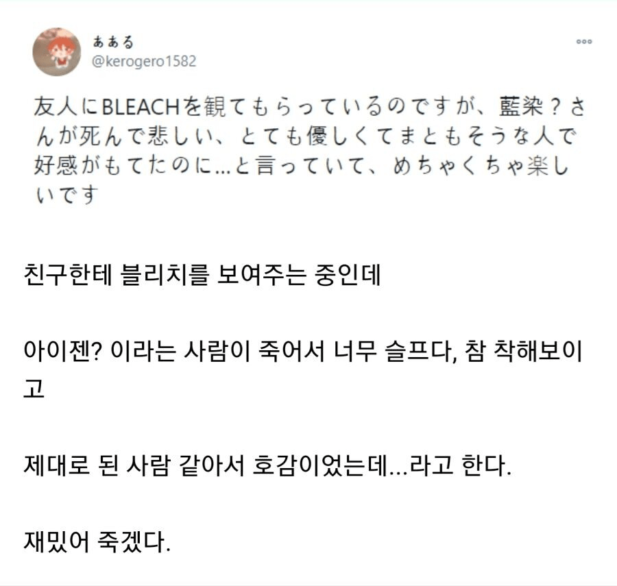 블리치에 이제 막 입문한 친구의 아이젠 평가